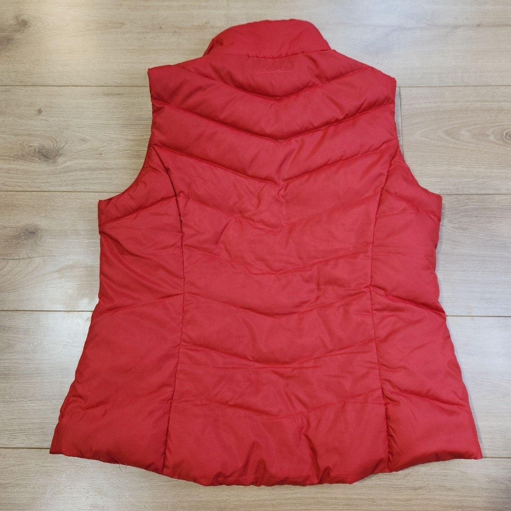 Eddie Bauer Vest Womens Large Red Quilted Puffer Full Zip Outdoor Warm Casual - Picture 3 of 7